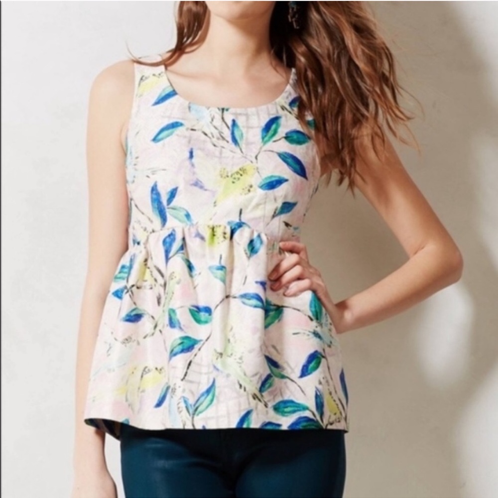 Anthropologie floral peplum top
